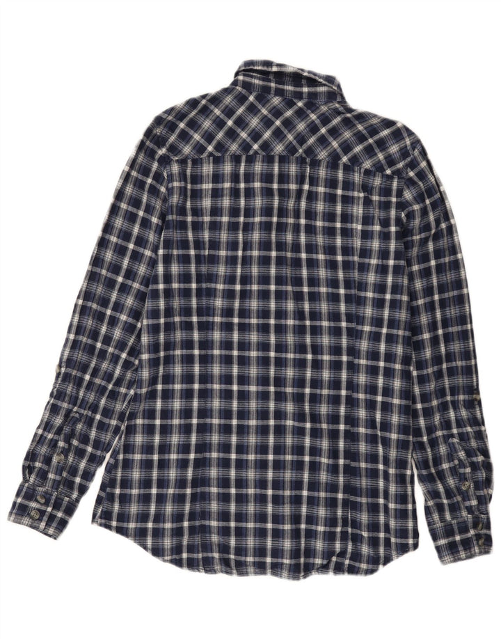 Camicia di flanella da donna Eddie Bauer UK 14 Cotone a quadri blu navy medio