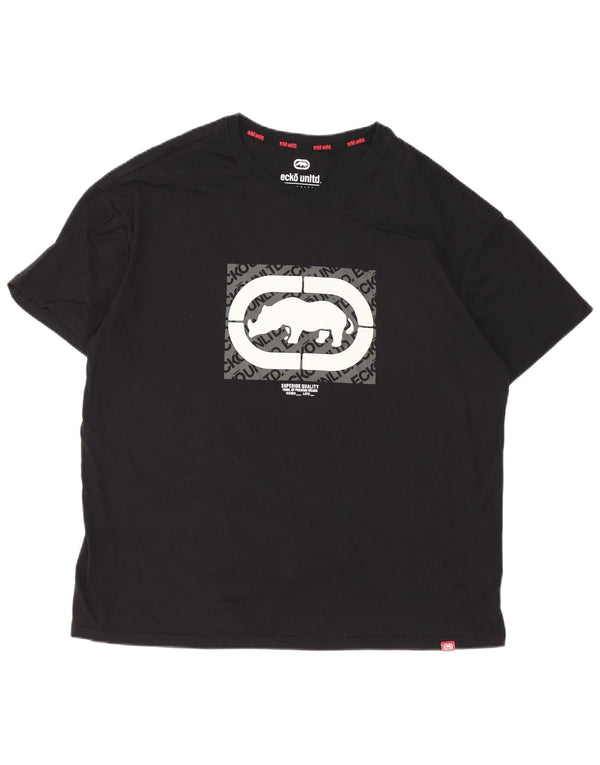 T-shirt grafica da uomo Ecko Unltd Top grande in cotone nero