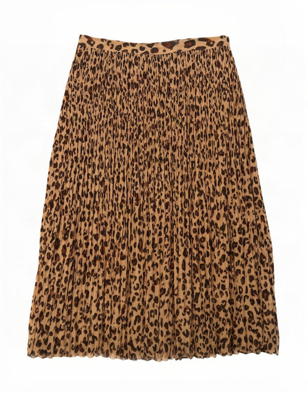 Gonna a trapezio da donna Marks & Spencer UK 12 media W30 beige stampa animalier