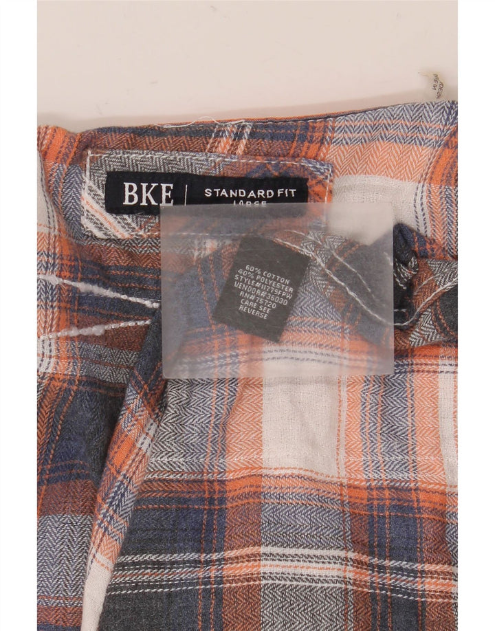 Camicia da uomo BKE in cotone a quadri grigi grandi