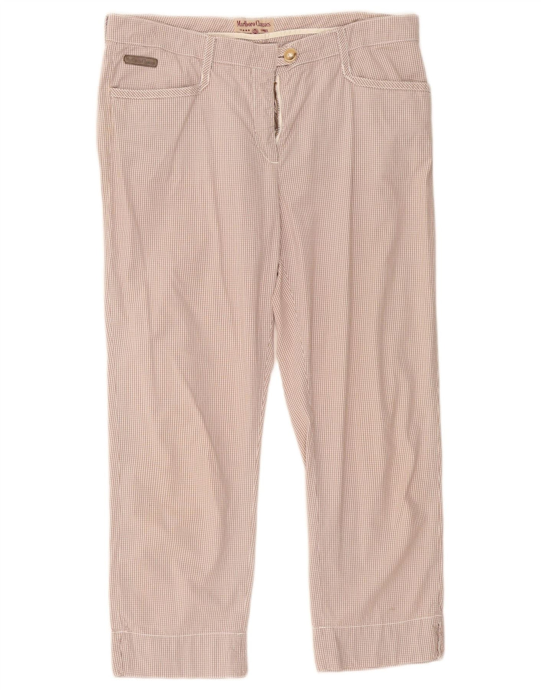 MARLBORO CLASSICS Pantaloni cropped da donna EU 46 XL W32 L23 Beige a quadri