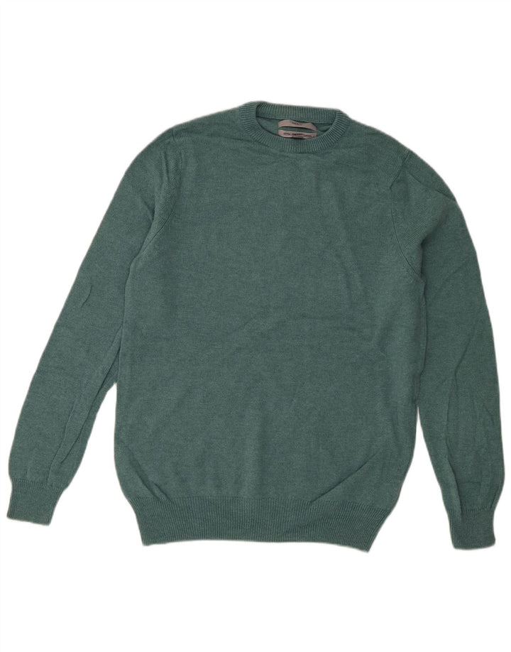 Maglione maglione girocollo da uomo Marks & Spencer verde medio in lana d'agnello