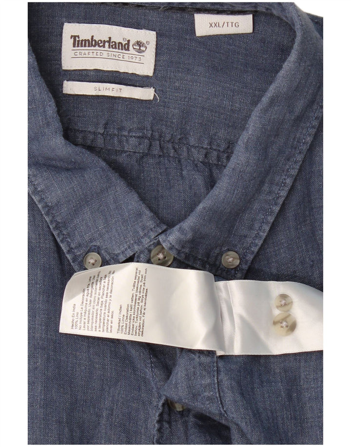Camicia slim fit da uomo TIMBERLAND 2XL Lino blu navy