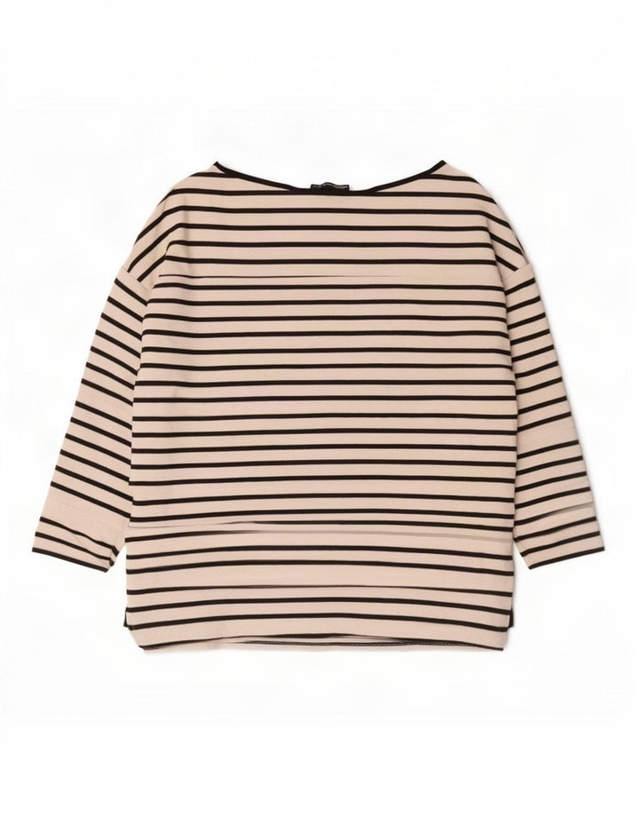 Top Zara Donna Oversize Manica 3/4 UK 10 Small Bianco a Righe