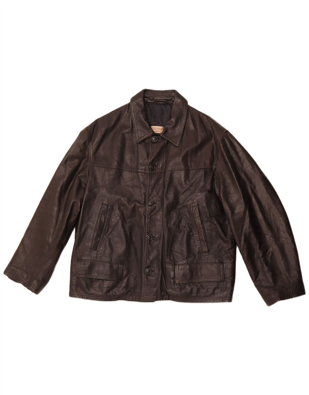 Giacca in pelle da uomo VINTAGE UK 40 grande in pelle nera