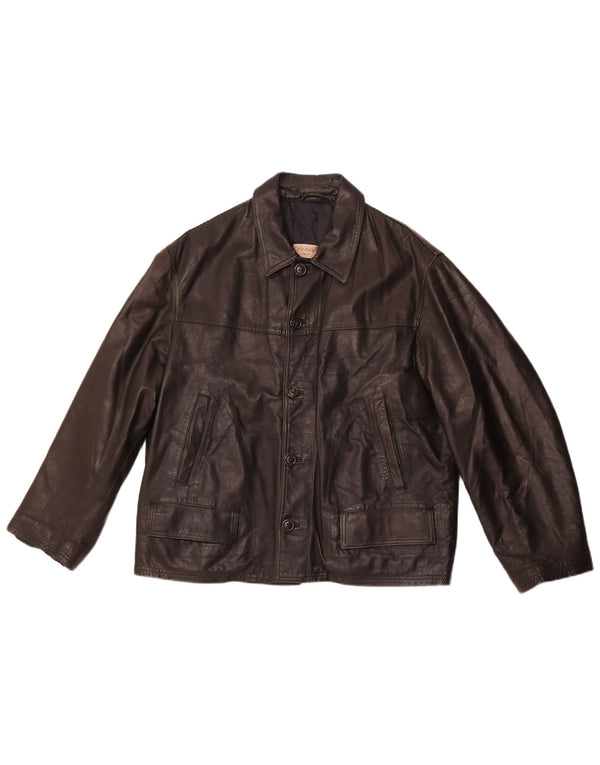 Giacca in pelle da uomo VINTAGE UK 40 grande in pelle nera