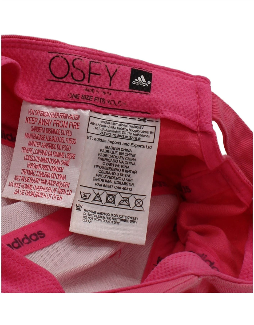 Berretto da baseball con grafica Adidas per ragazze, taglia unica, in cotone a righe rosa