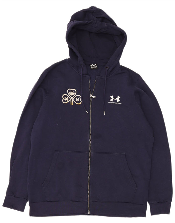 Felpa con cappuccio e zip grafica da uomo Under Armour in cotone blu navy medio