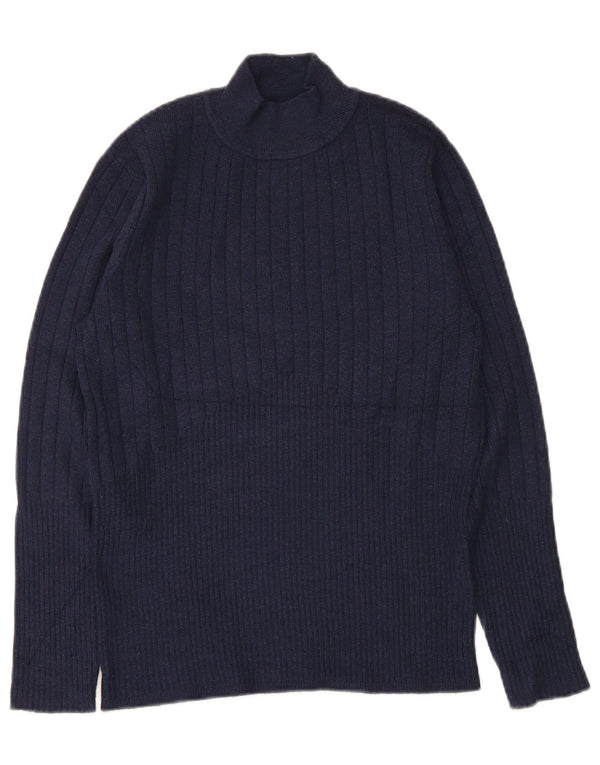 Maglione maglione a collo alto da donna Marks & Spencer UK 12 medio blu navy