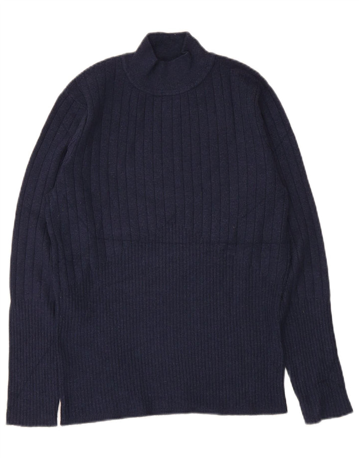 Maglione maglione a collo alto da donna Marks & Spencer UK 12 medio blu navy