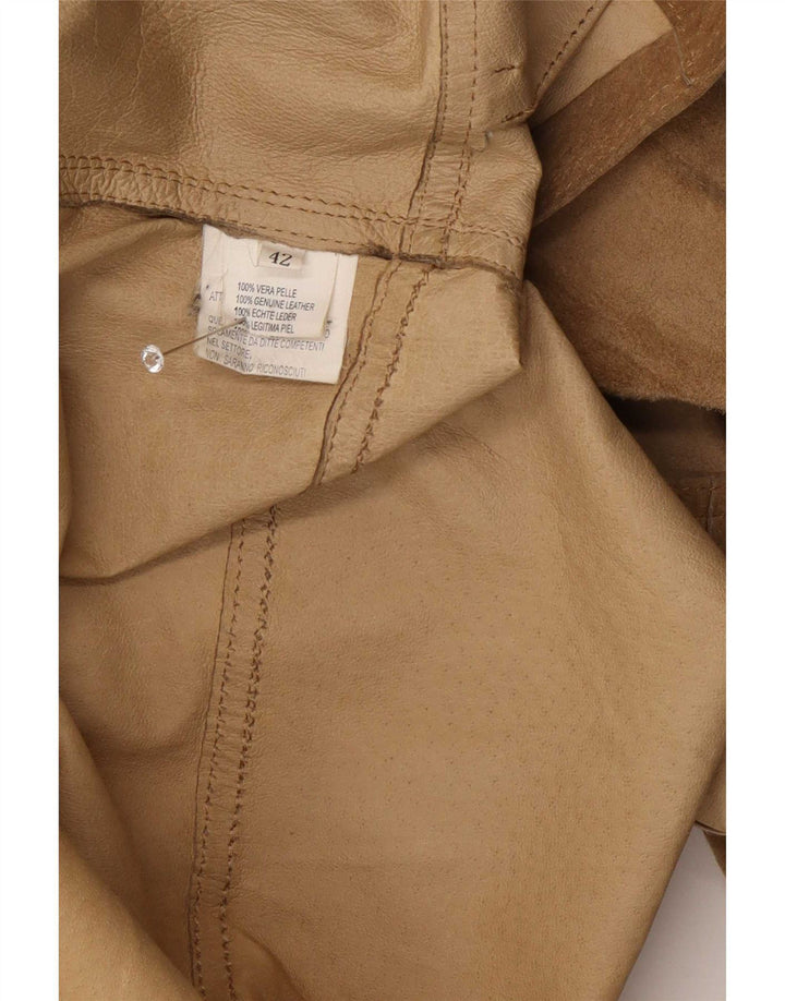 Giacca vintage in pelle scamosciata da donna IT 42 in pelle beige media