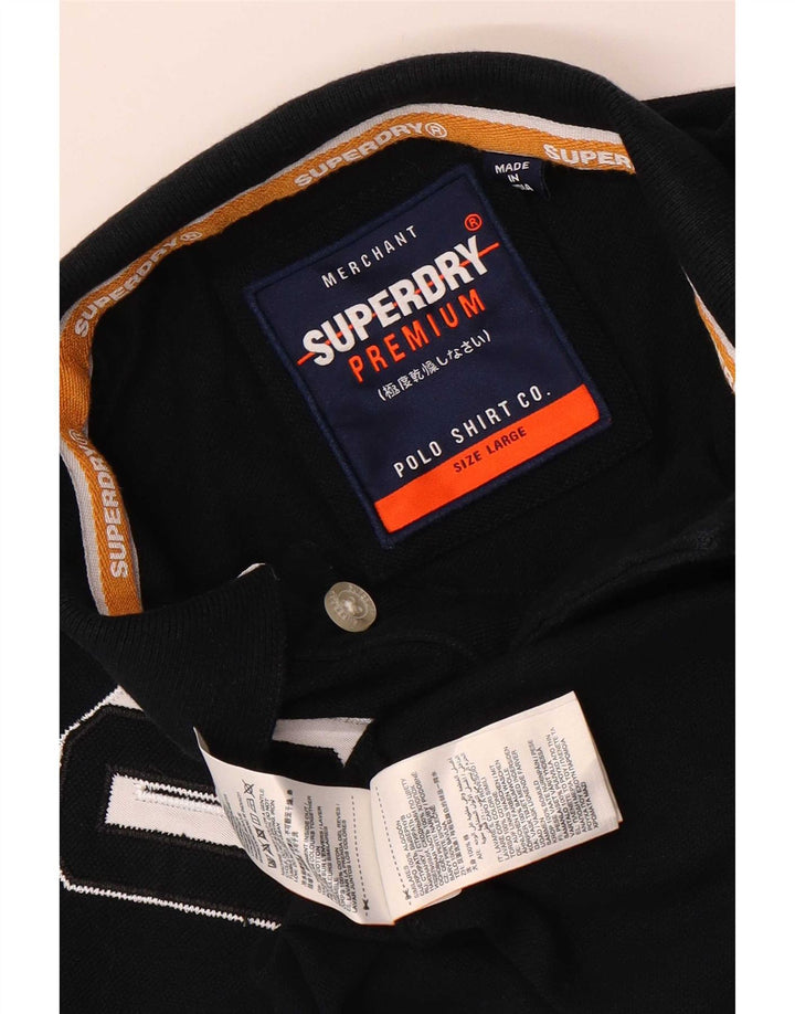 Polo grafica da uomo Superdry grande in cotone nero