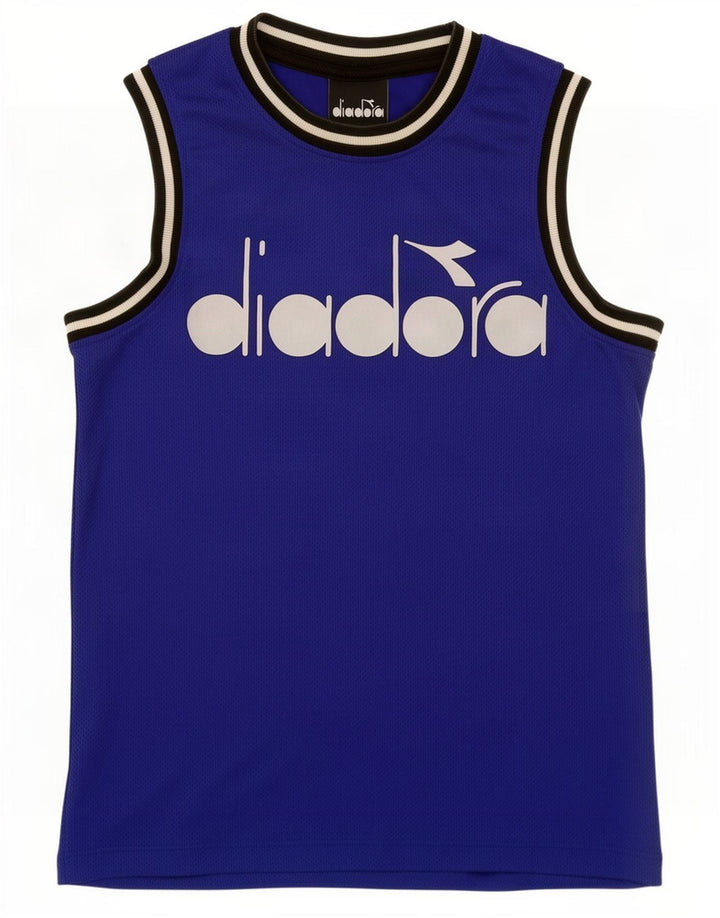 Canotta grafica da bambino Diadora 9-10 anni in poliestere color block blu