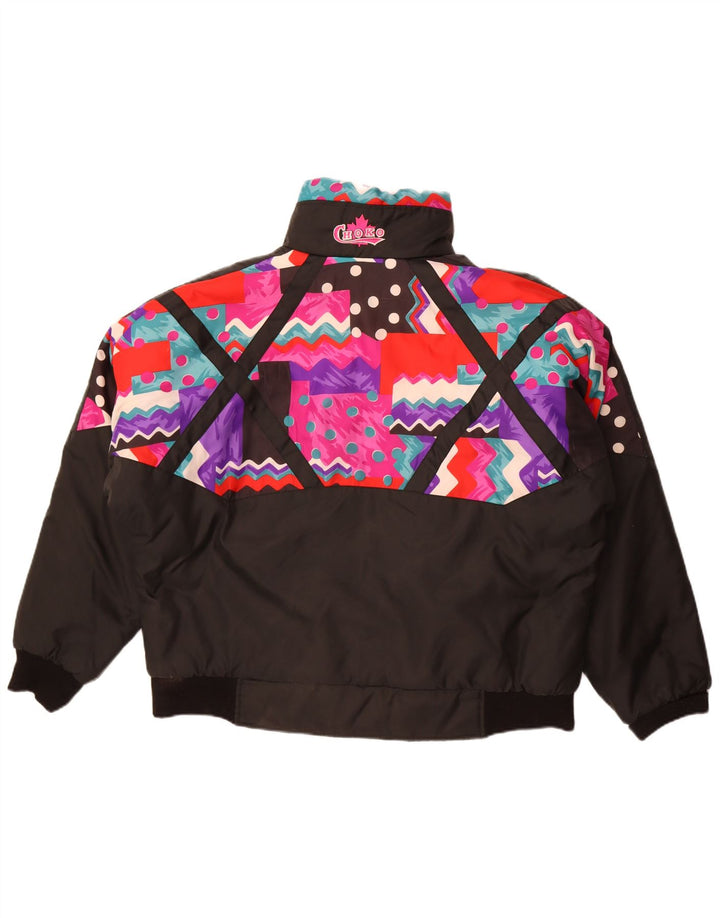 Giacca imbottita oversize da donna Choko UK 16 Large Black Geometric Retro