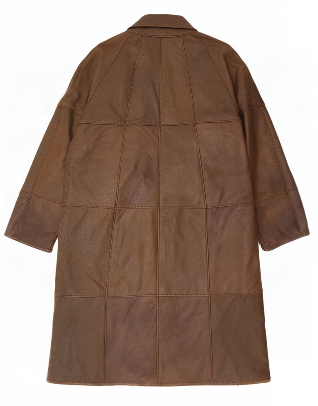 Cappotto in pelle vintage da donna UK 12 medio kaki