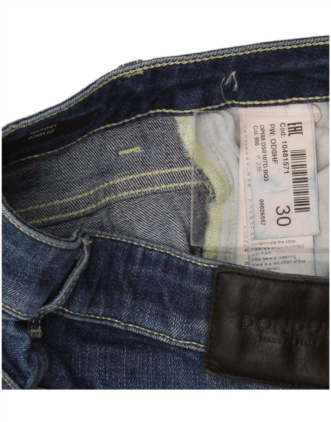 Jeans skinny da donna Dondup W30 L30 cotone blu