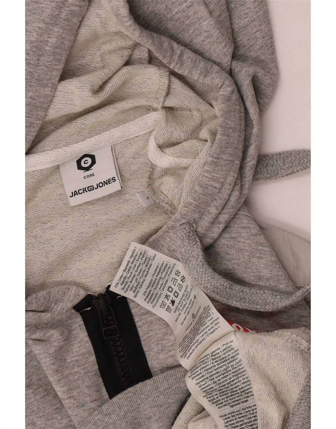 Jack & Jones Maglione con cappuccio e zip grafica da uomo piccolo grigio a blocchi di colore