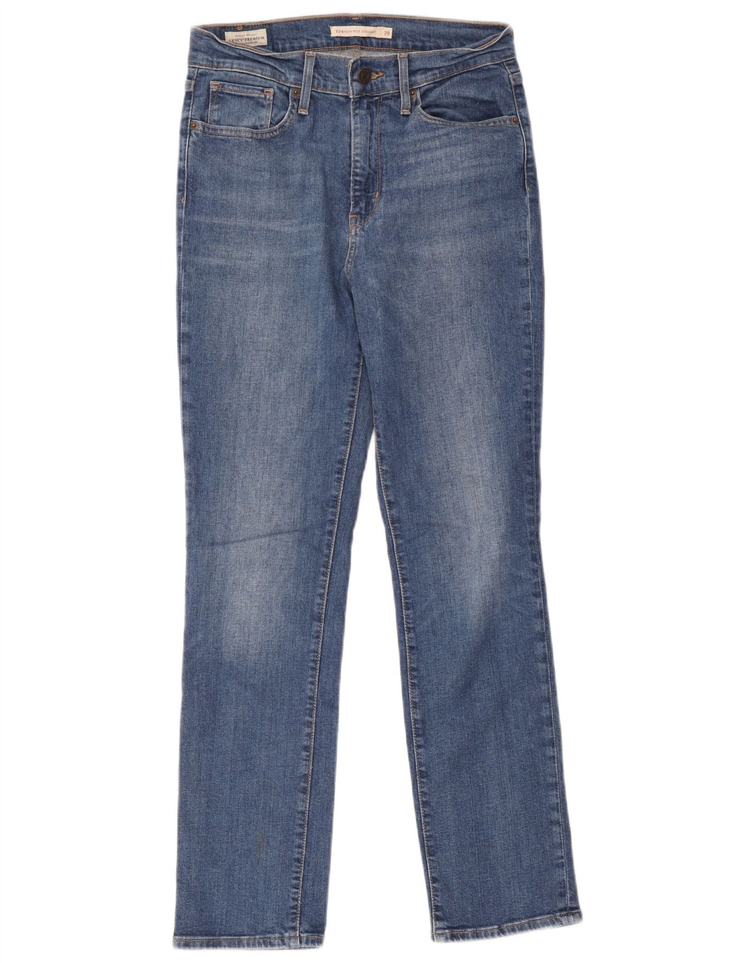 Jeans dritti a vita alta Levi's 724 da donna W29 L30 cotone blu
