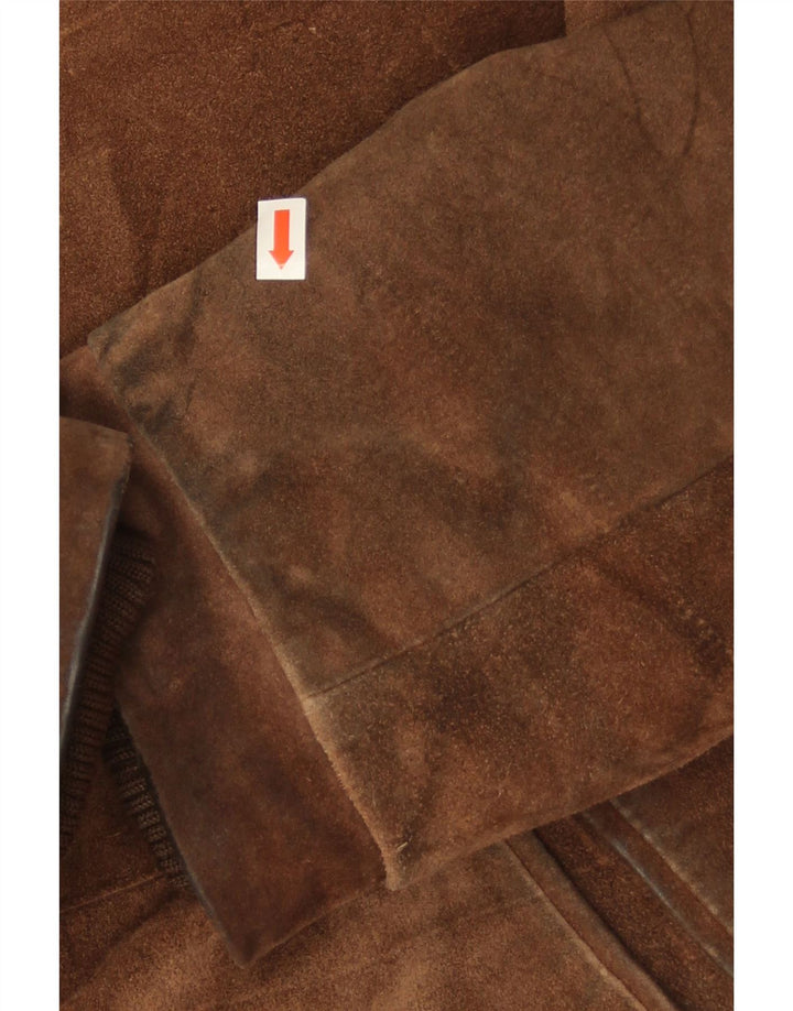Giubbotto vintage in shearling scamosciato da uomo UK 38 in pelle marrone medio