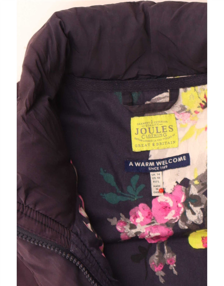 Gilet imbottito da donna Joules UK 14 grande poliestere blu navy