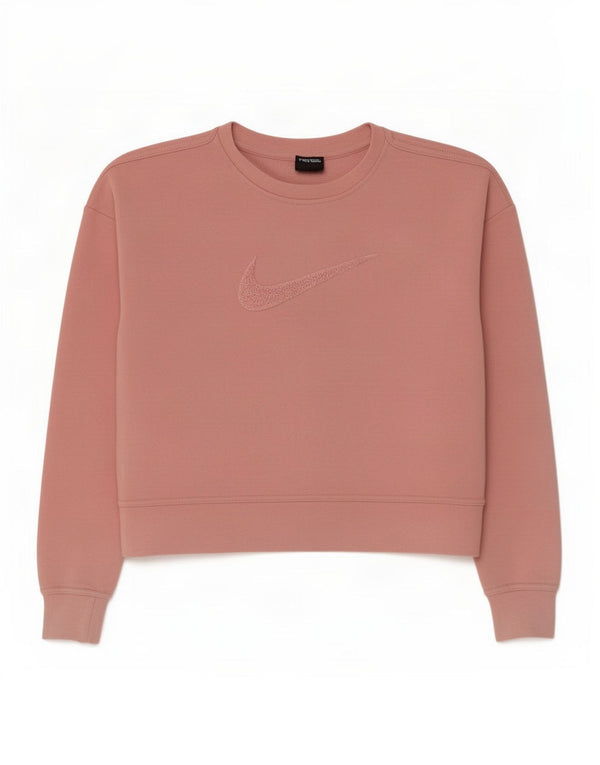 Felpa oversize Nike Dri Fit Crop da donna, maglione UK 6 XS, cotone rosa
