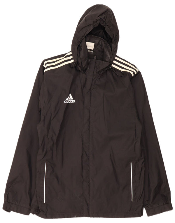 Giacca antipioggia da uomo ADIDAS con cappuccio UK 36/38 Small nera in poliammide