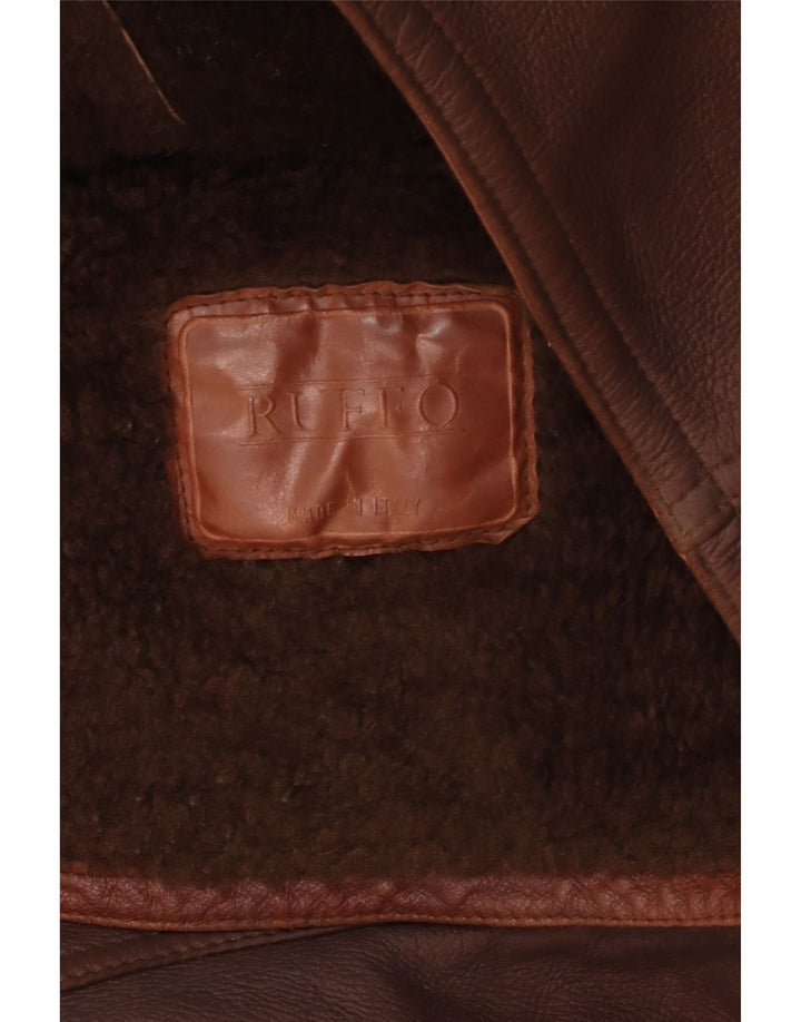 Giacca in shearling da uomo RUFF0 UK 40 grande marrone