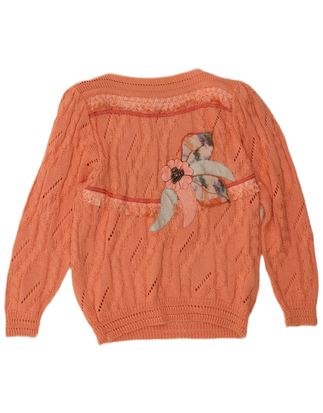 Maglione vintage da donna con scollo a barca con grafica IT 42 Arancione medio