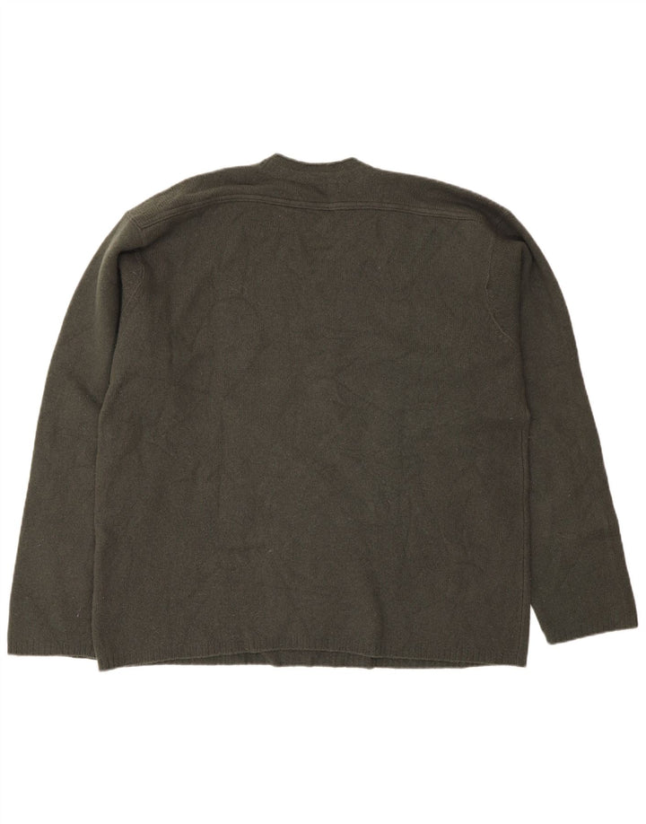Maglione Zara da uomo con scollo a V XL in lana kaki