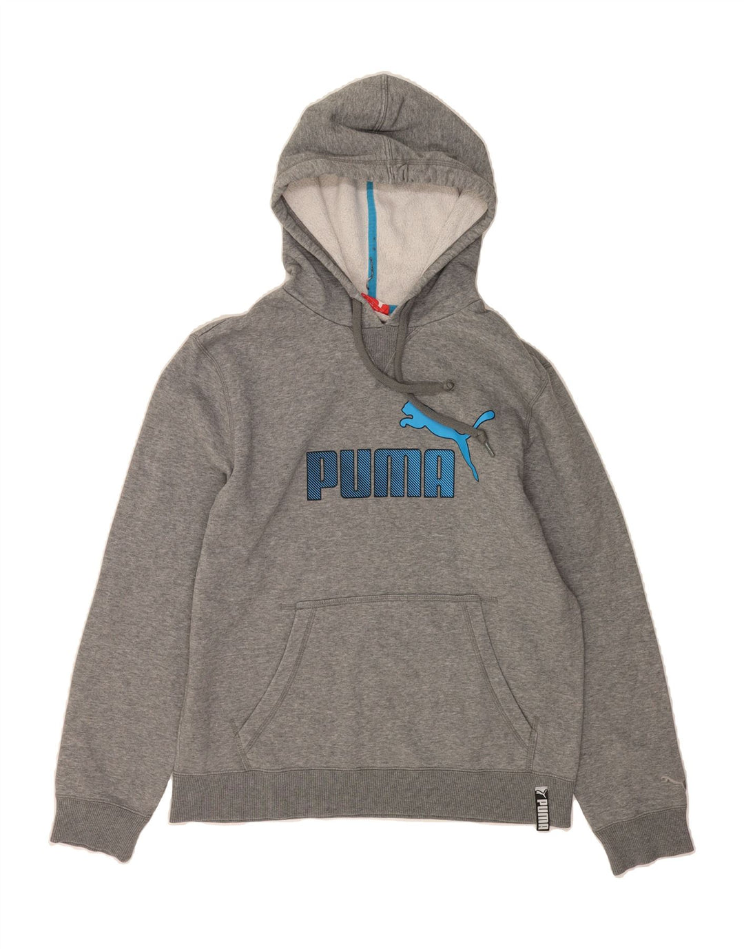 PUMA Mens Graphic Hoodie Jumper Medium Grey Cotton Vintage Puma and Second-Hand Puma from Messina Hembry 