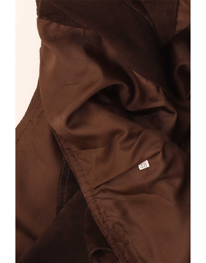 Gilet vintage da donna in pelle scamosciata IT 48 XL Marrone