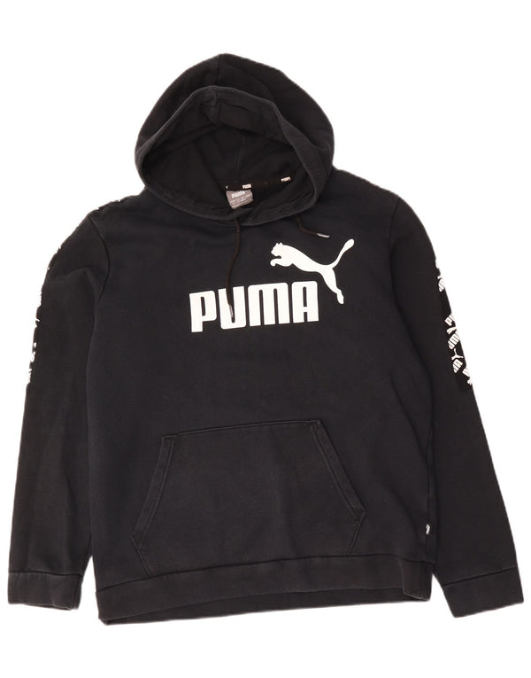 Felpa con cappuccio grafica da uomo Puma, cotone nero medio