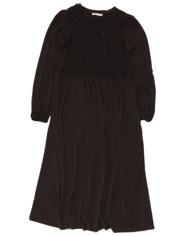 Vestito lungo a maniche lunghe da donna Zara UK 12 medio nero