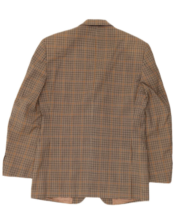 Giacca blazer da uomo a 2 bottoni Cacharel IT 48 lana a quadri marrone medio