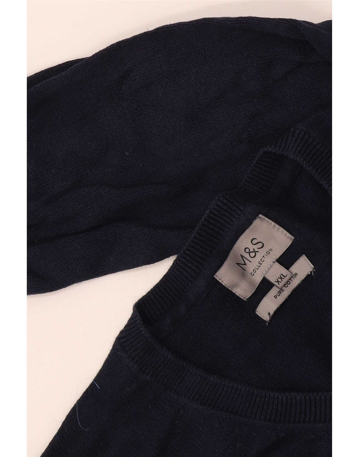 Maglione maglione con scollo a V da uomo Marks & Spencer 2XL cotone blu navy