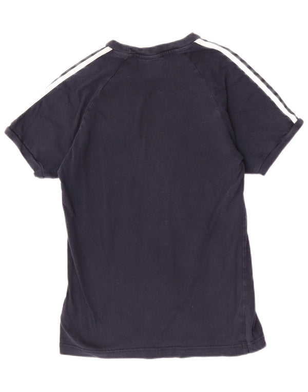 T-shirt grafica da donna Adidas Top UK 10 Small in cotone blu navy