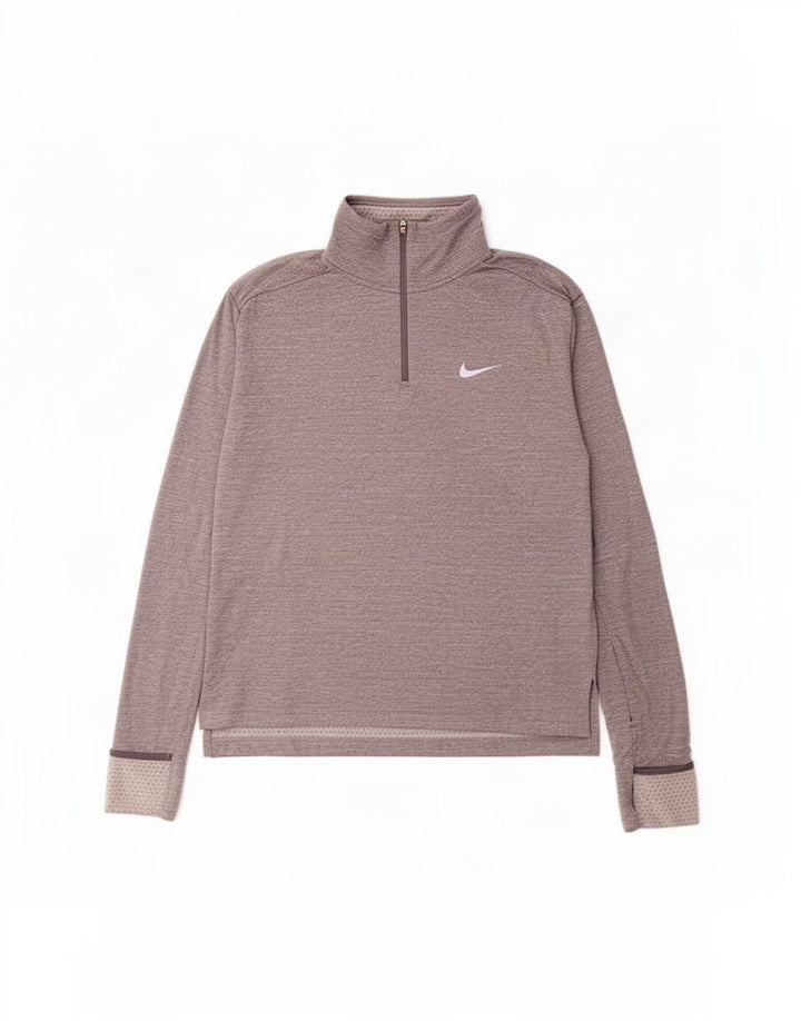 Maglia da tuta Nike Dri Fit Zip Neck Pullover da uomo in poliestere grigio medio