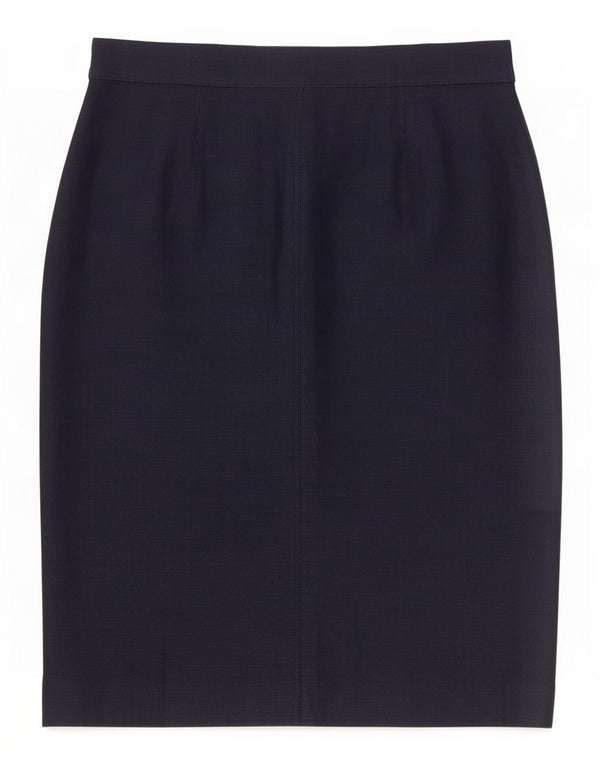 Marella Womens High Waist Straight Skirt UK 18 XL W32 Navy Blue Linen