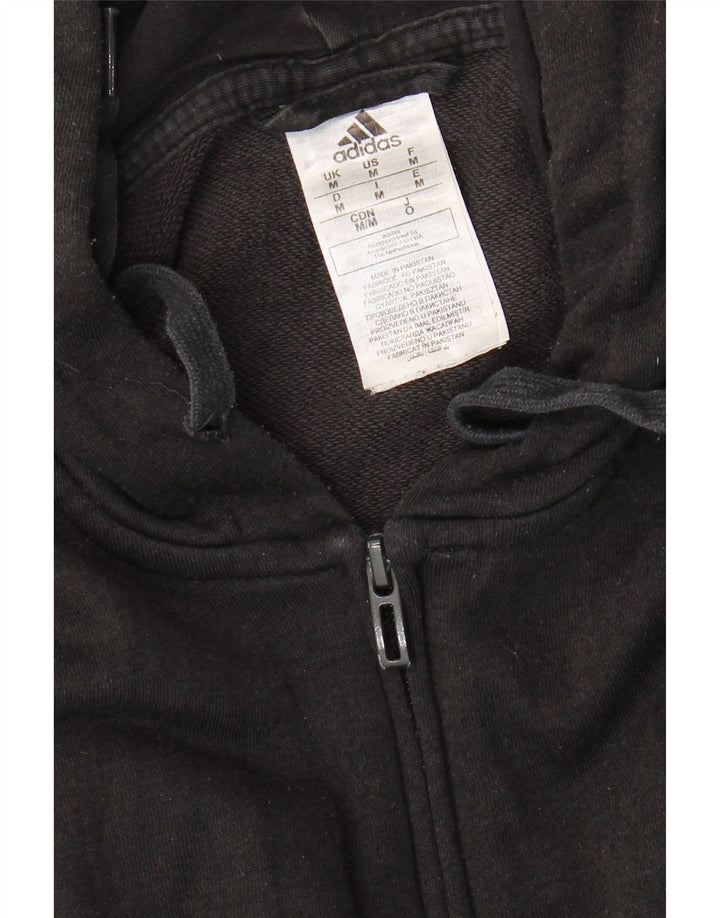 Maglione con cappuccio e zip Adidas da uomo in cotone nero medio