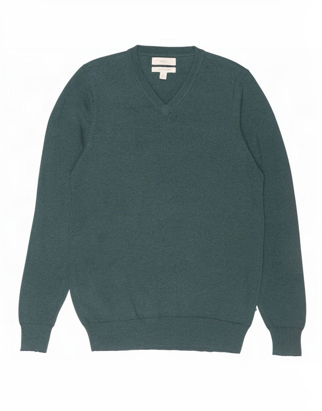 Maglione da uomo con scollo a V Marks & Spencer piccolo in cotone verde