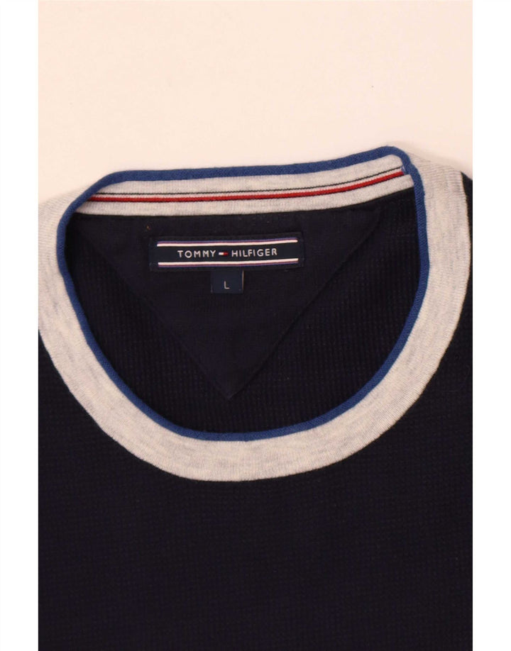 Tommy Hilfiger Uomo Top Manica Lunga Grande Blu Navy Colourblock