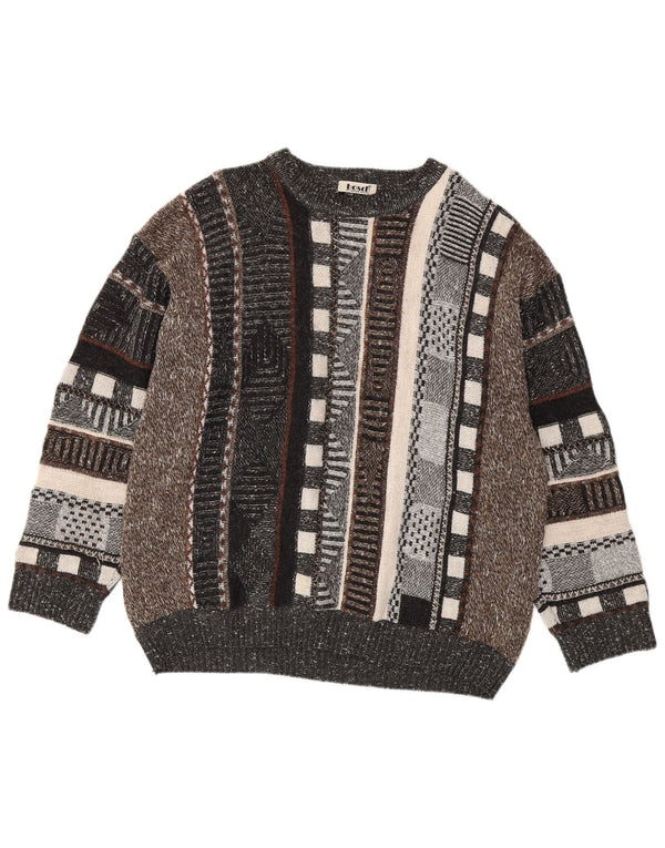 Maglione maglione girocollo da uomo VINTAGE UK 44 XL a righe multicolori