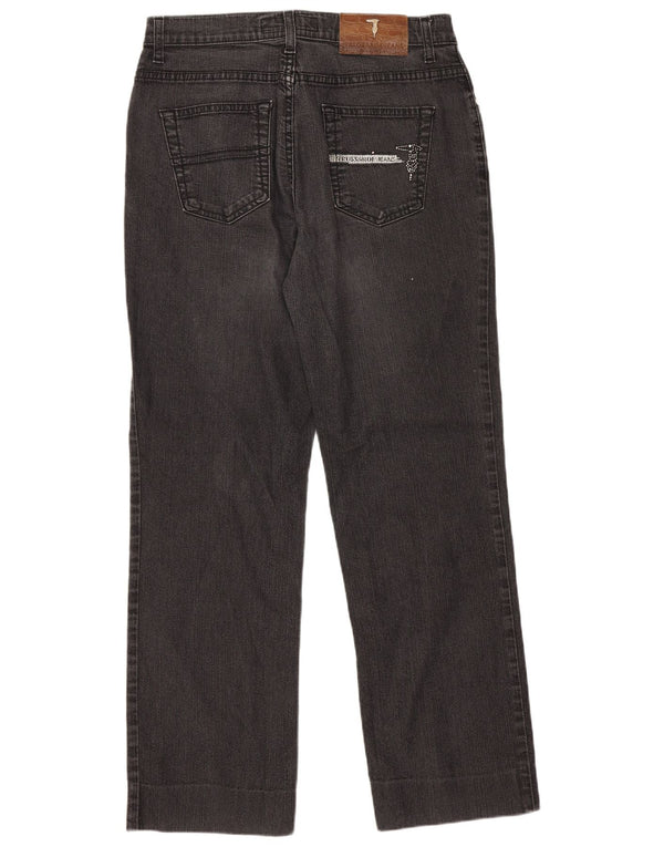Trussardi Jeans dritti da donna UK 10 Small W27 L27 Grigio Cotone