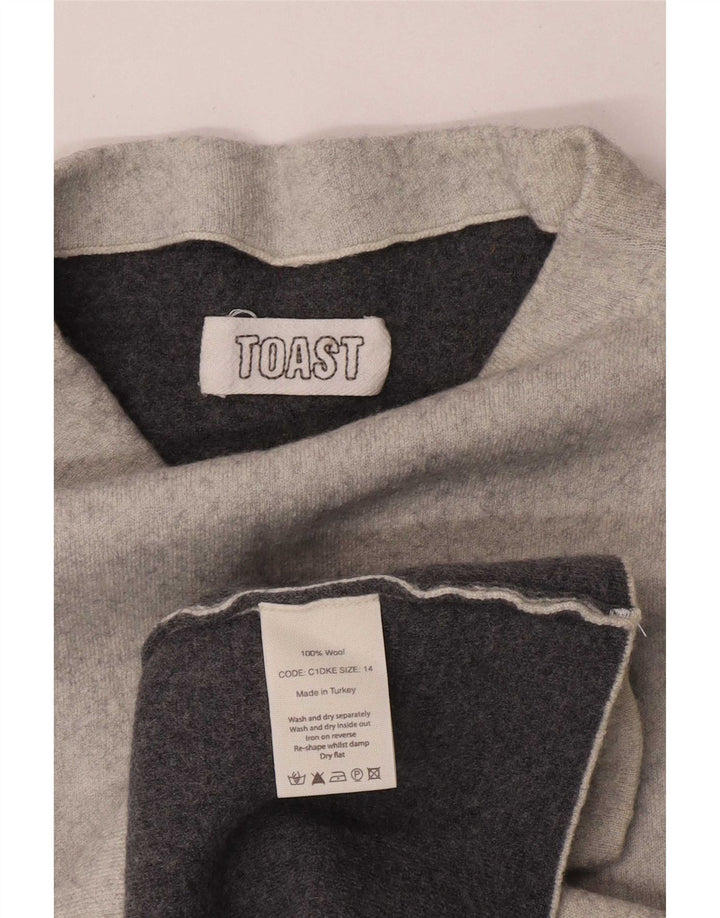 Maglione maglione collo alto a maniche corte da donna Toast UK 14 Lana grigio medio