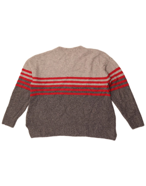 Maglione maglione girocollo da donna Marks & Spencer UK 16 grandi righe grigie
