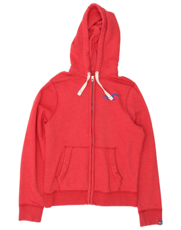 Maglione con cappuccio e zip da donna Hollister UK 14 Large Rosso Cotone