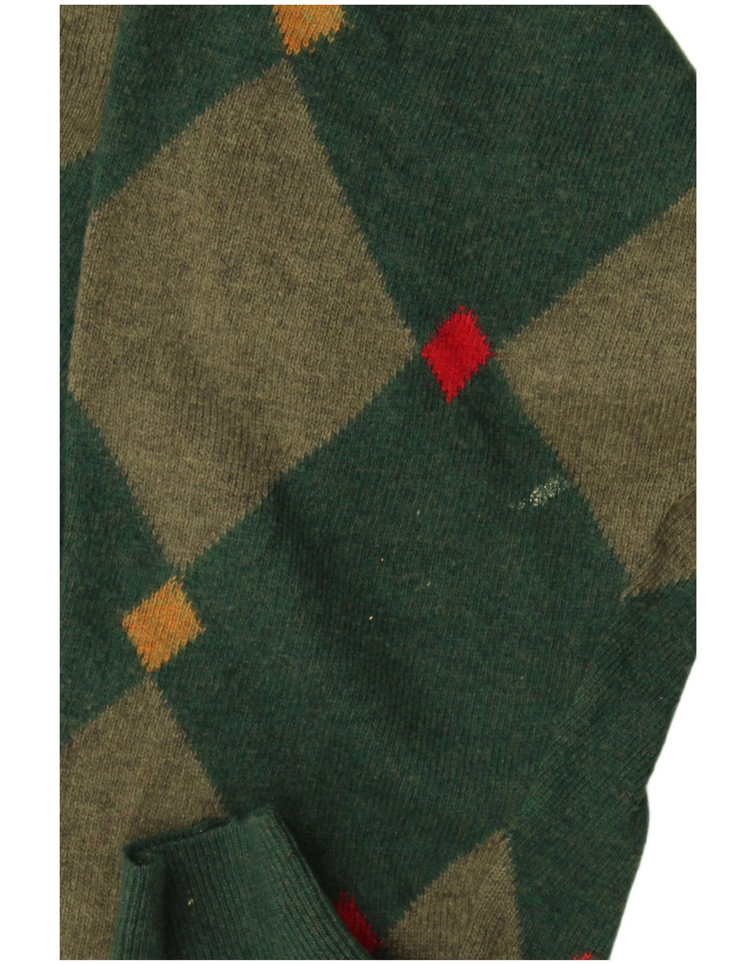 Maglione da uomo con scollo a V Andrea Fenzi IT 50 Verde medio Argyle/Diamante