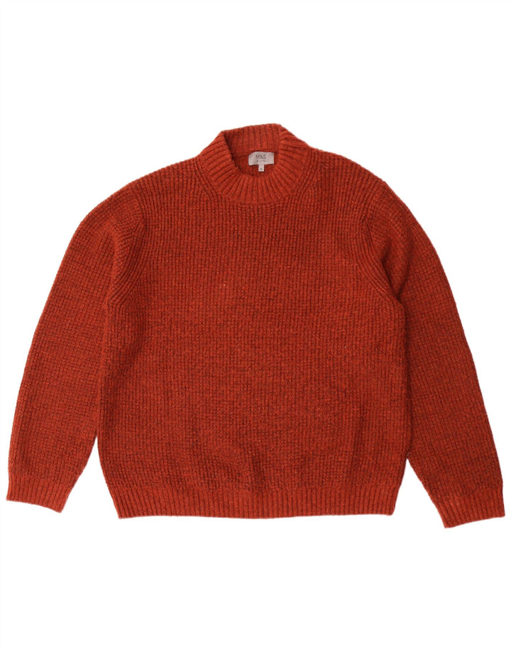 Maglione maglione collo alto da uomo Marks & Spencer XL acrilico chiazzato marrone