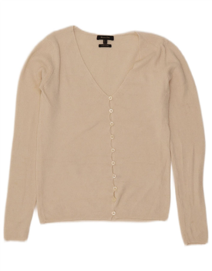 Maglione cardigan corto da donna Massimo Dutti UK 8 piccolo bianco sporco