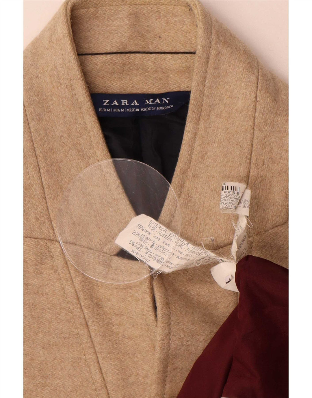 Cappotto da uomo Zara UK 38 Lana beige medio